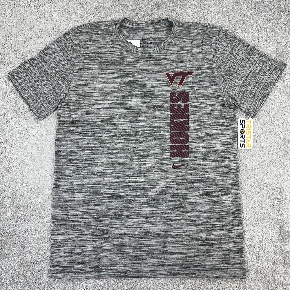 Virginia Tech Hokies Shirt Mens Medium Gray Football Nike Dri Fit Team Issue PE